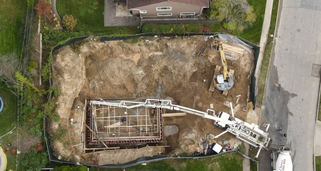 Construction crane on job site