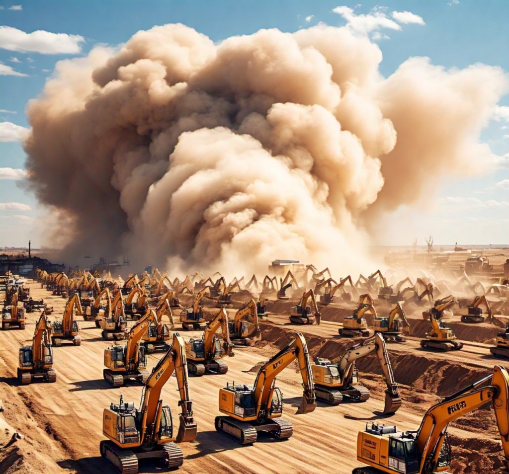 Excavators at work on a construction site